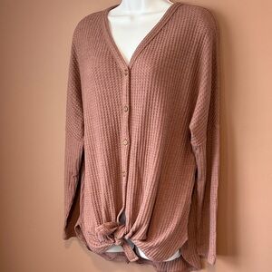 Button-Down Waffle Knit oversized top